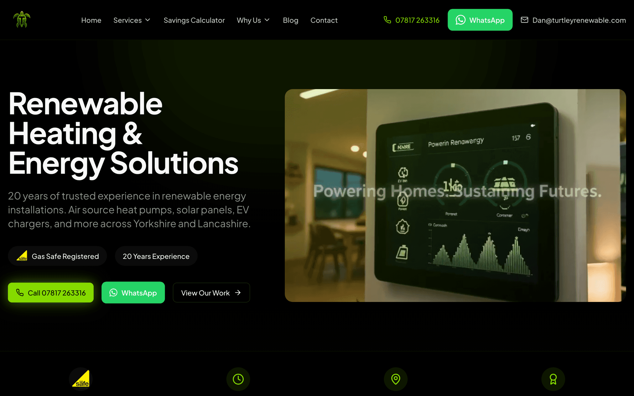Turtley Renewable website built by TradePlanr Agency