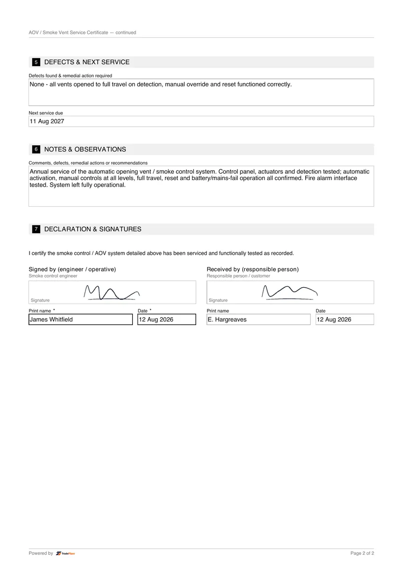 Sample certificate — page 2
