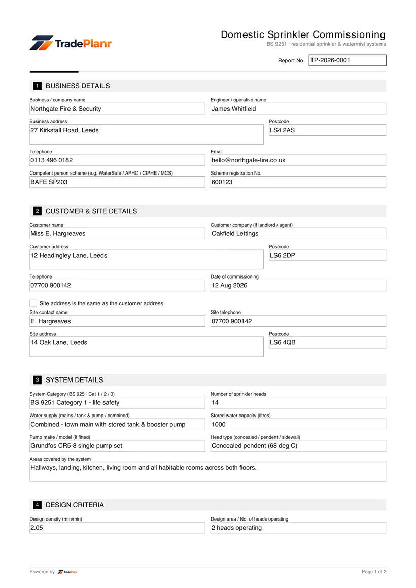 Sample certificate — page 1
