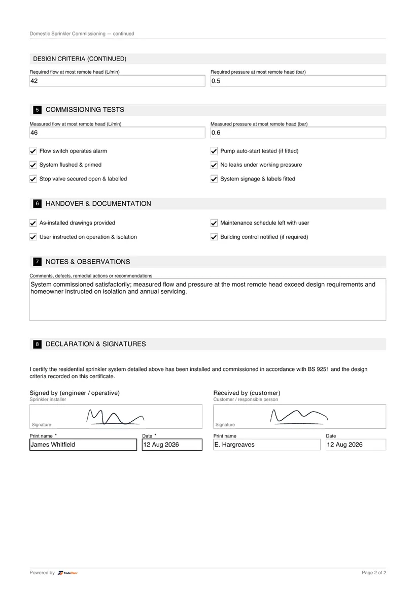 Sample certificate — page 2