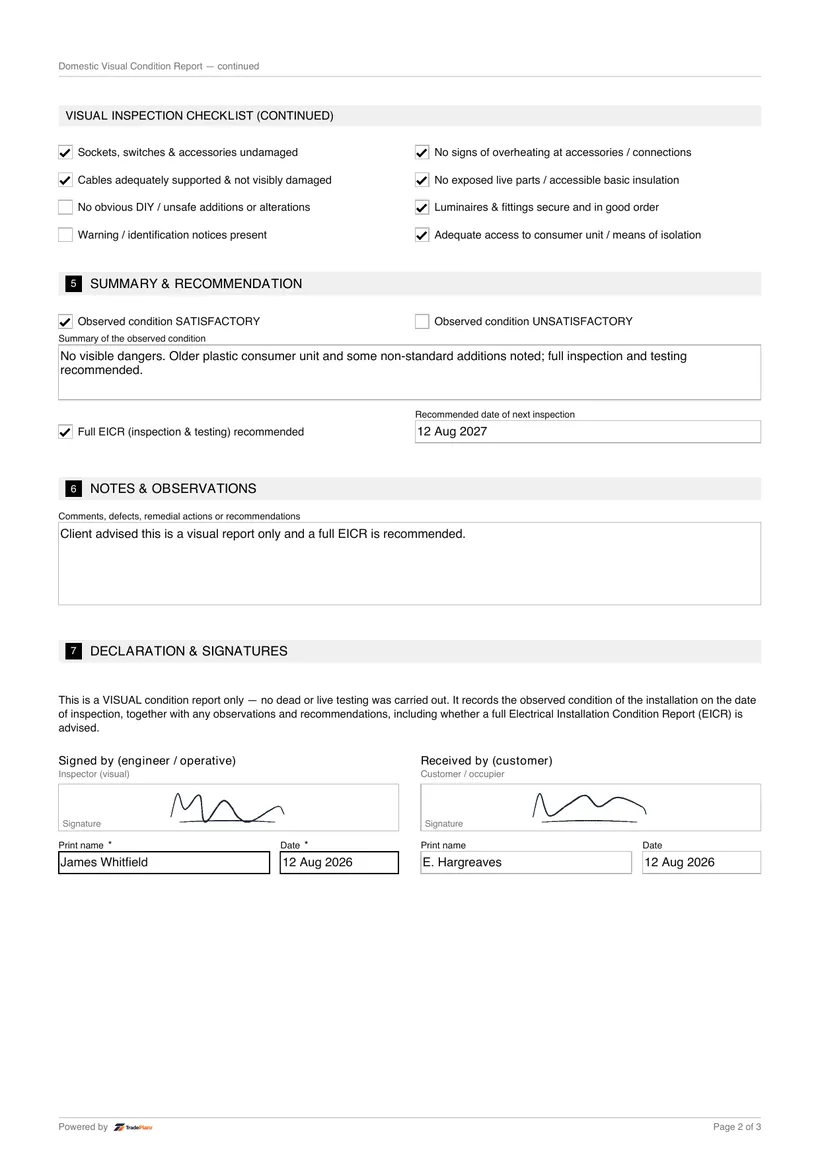 Sample certificate — page 2