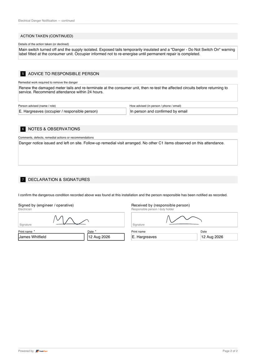 Sample certificate — page 2