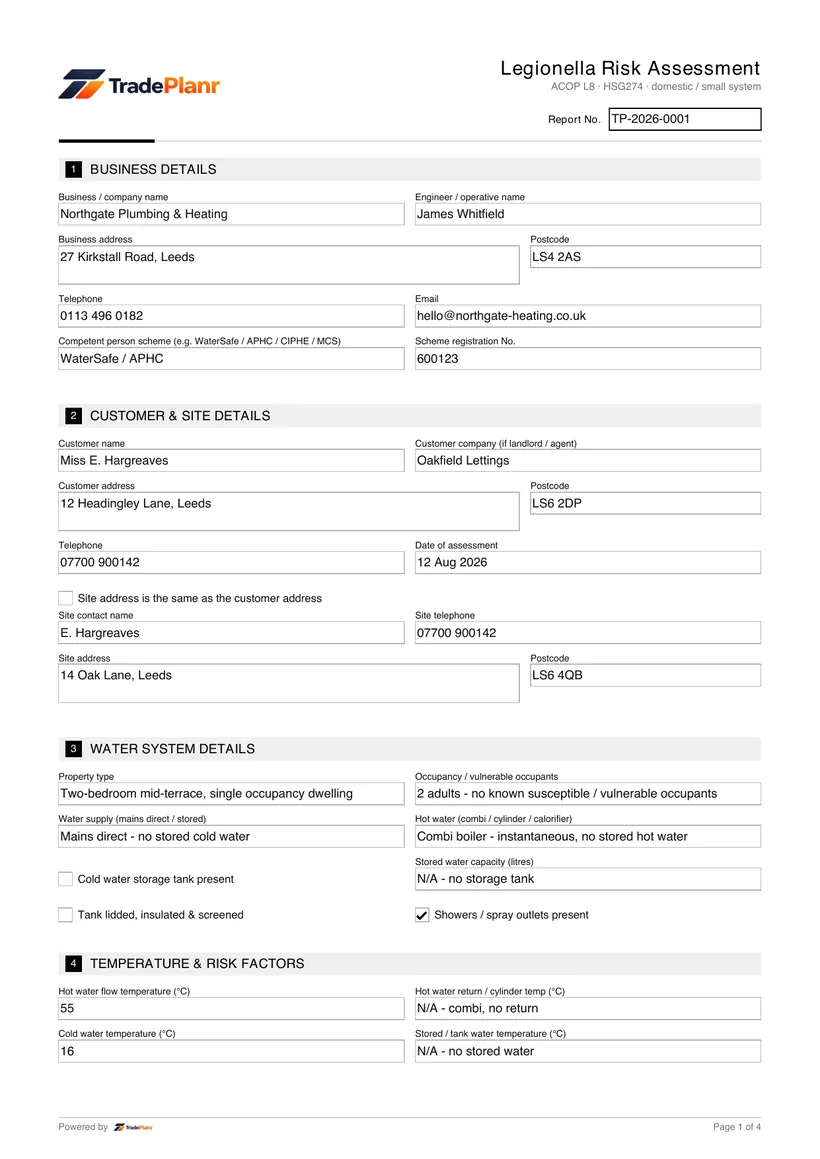 Sample certificate — page 1