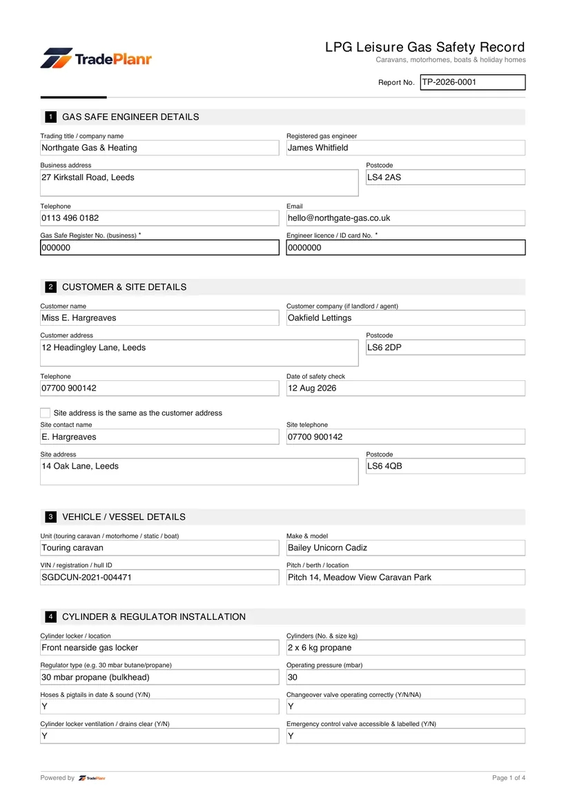 Sample certificate — page 1