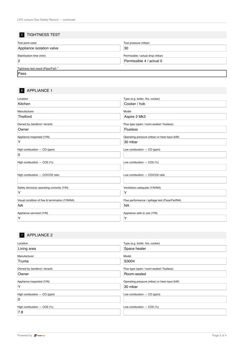 Sample certificate — page 2