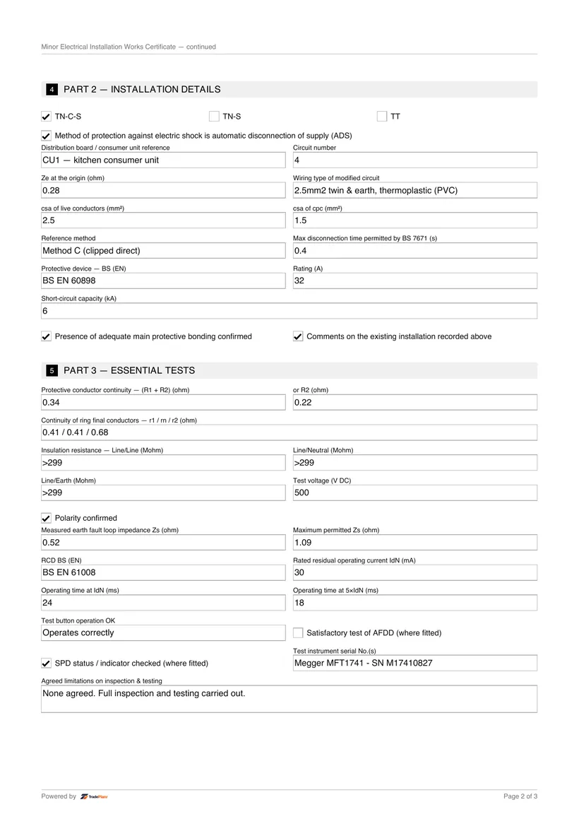 Sample certificate — page 2