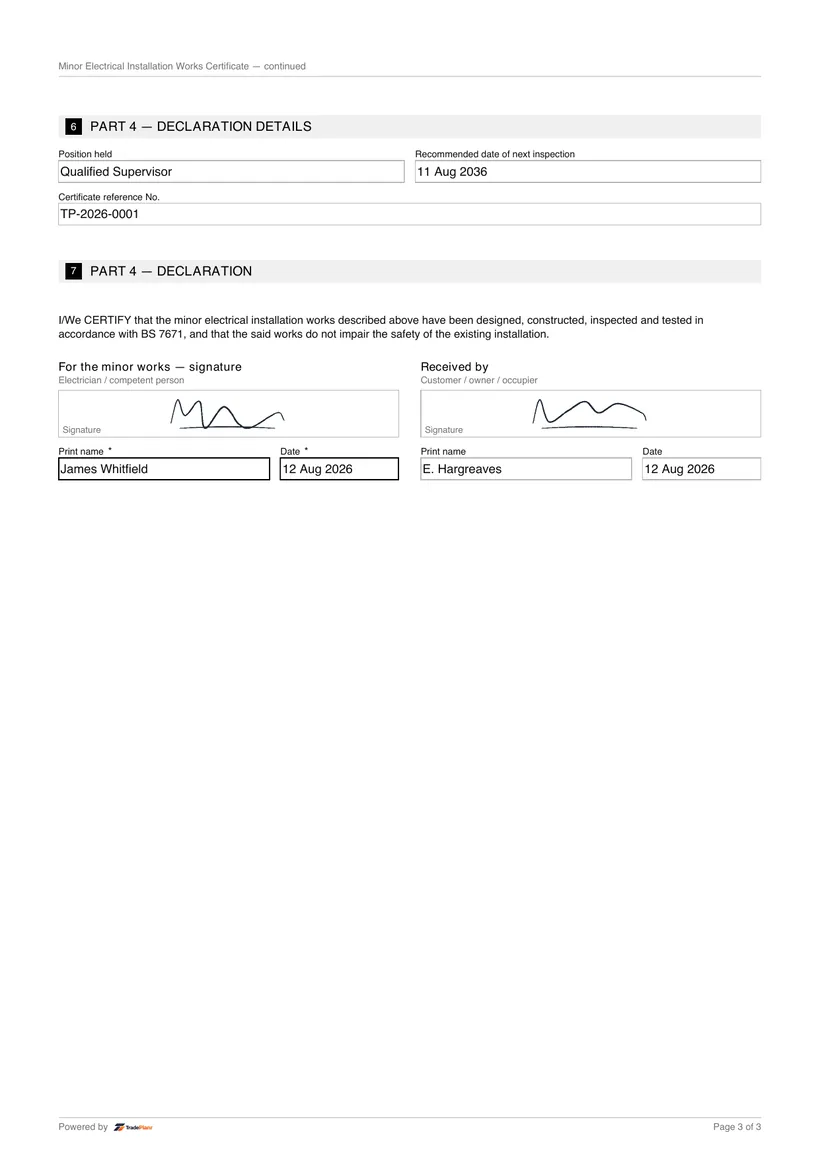 Sample certificate — page 3