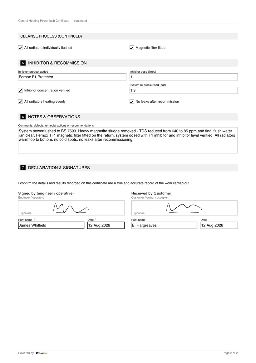 Sample certificate — page 2