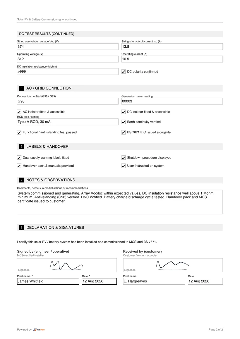 Sample certificate — page 2