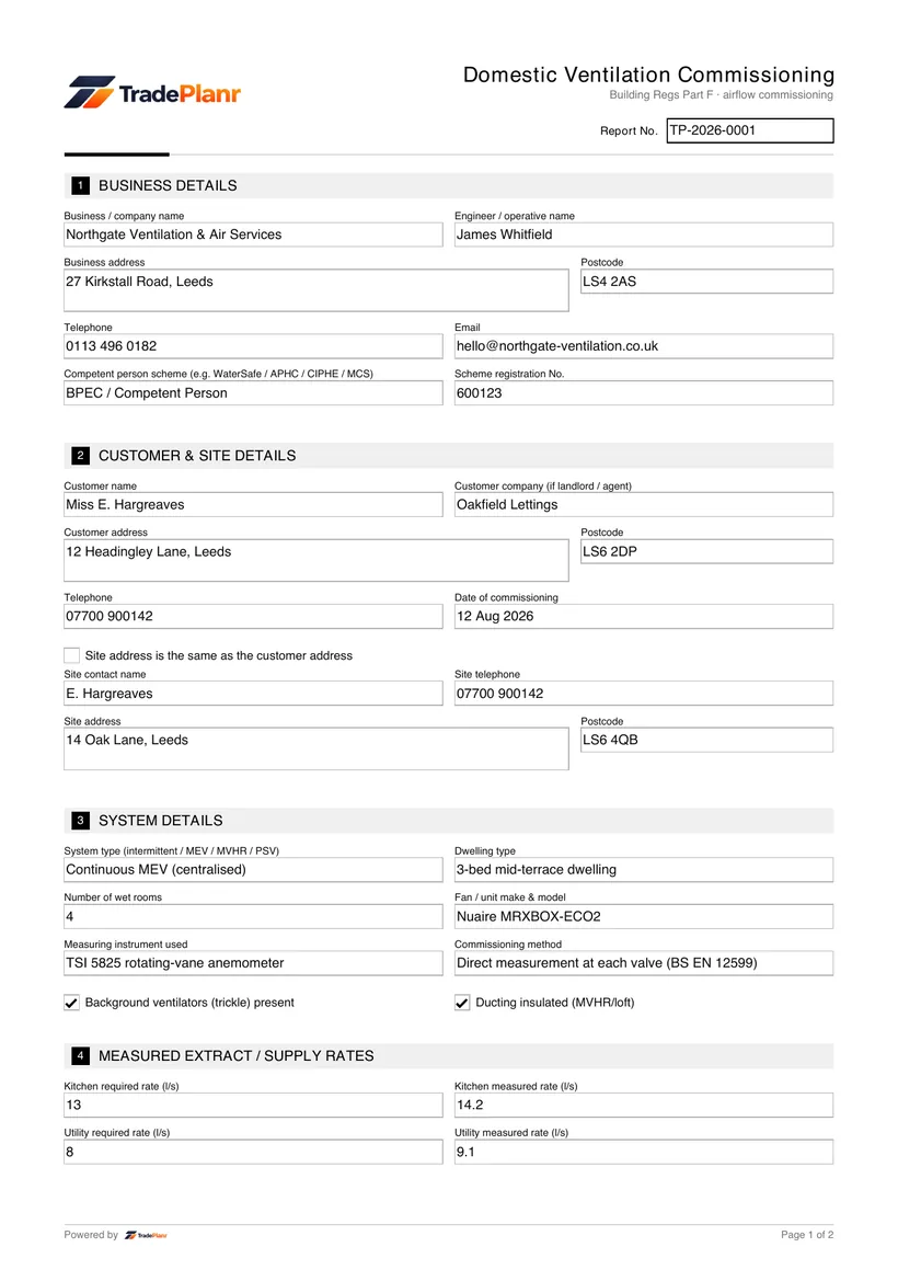 Sample certificate — page 1