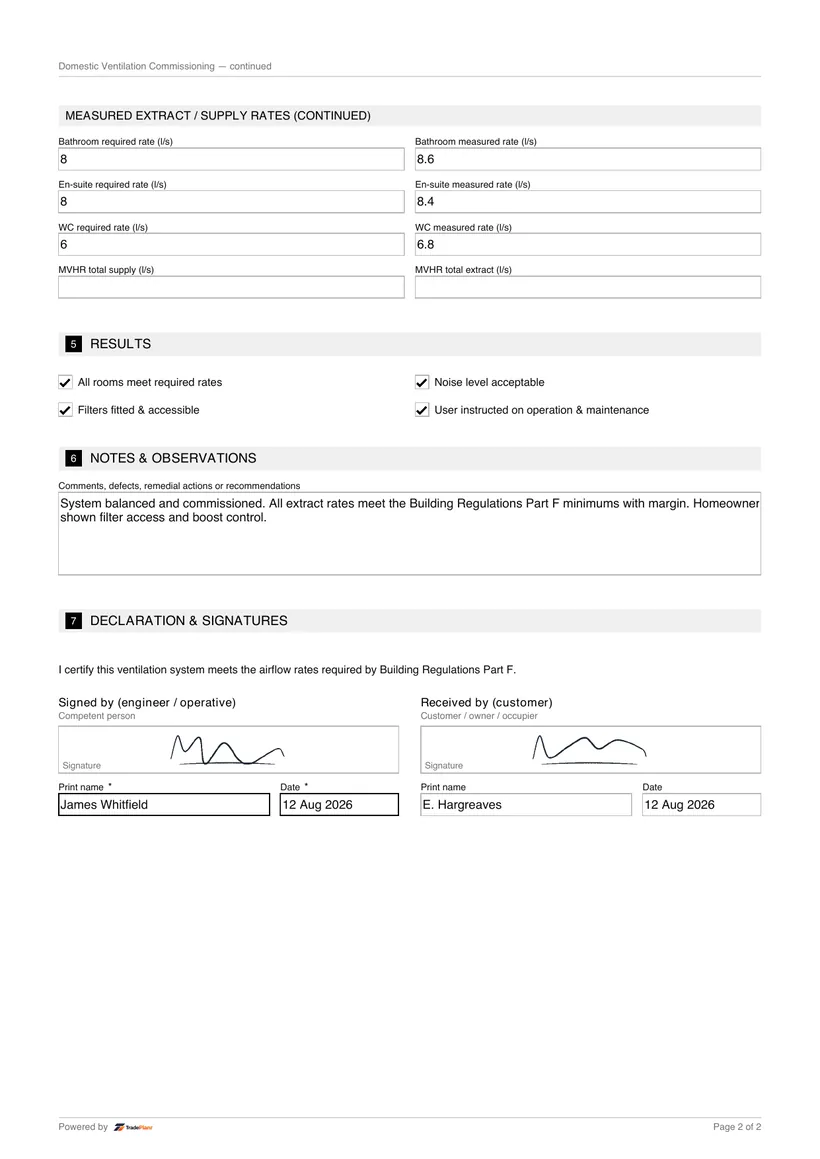 Sample certificate — page 2